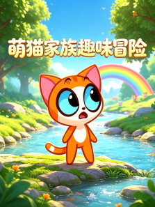 萌猫家族趣味冒险动漫海报