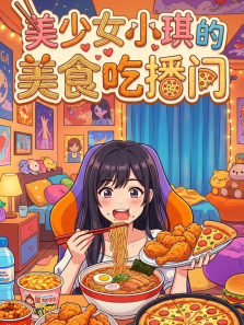 美少女小琪的美食吃播间动漫海报